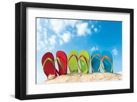 Colorful Flipflops Sunny Beach-null-Framed Art Print