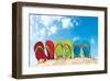 Colorful Flipflops Sunny Beach-null-Framed Art Print