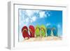 Colorful Flipflops Sunny Beach-null-Framed Art Print