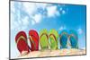 Colorful Flipflops Sunny Beach-null-Mounted Art Print