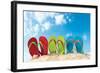 Colorful Flipflops Sunny Beach-null-Framed Art Print