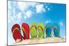 Colorful Flipflops Sunny Beach-null-Mounted Art Print