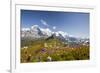 Colorful flowers framing Mount Eiger Mannlichen Grindelwald Bernese Oberland Canton of Berne Switze-ClickAlps-Framed Photographic Print