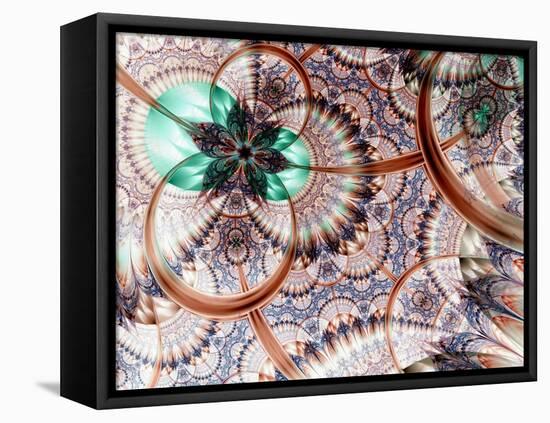 Colorful Fractal Flower White Background-fbatista72-Framed Stretched Canvas