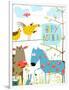 Colorful Funny Cartoon Farm Domestic Animals Birthday Greeting Card. Countryside Humor Cute Colorfu-Popmarleo-Framed Art Print