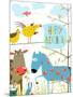 Colorful Funny Cartoon Farm Domestic Animals Birthday Greeting Card. Countryside Humor Cute Colorfu-Popmarleo-Mounted Art Print