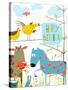 Colorful Funny Cartoon Farm Domestic Animals Birthday Greeting Card. Countryside Humor Cute Colorfu-Popmarleo-Stretched Canvas
