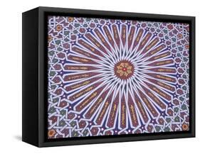 Colorful Geometric Pattern on Hand-painted Table, Morocco-Merrill Images-Framed Stretched Canvas