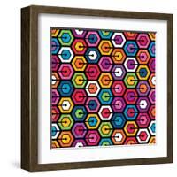 Colorful Geometric Pattern With Hexagons-evdakovka-Framed Art Print