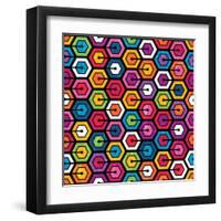 Colorful Geometric Pattern With Hexagons-evdakovka-Framed Art Print