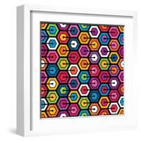 Colorful Geometric Pattern With Hexagons-evdakovka-Framed Art Print