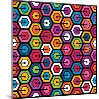 Colorful Geometric Pattern With Hexagons-evdakovka-Mounted Art Print