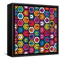 Colorful Geometric Pattern With Hexagons-evdakovka-Framed Stretched Canvas