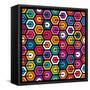 Colorful Geometric Pattern With Hexagons-evdakovka-Framed Stretched Canvas