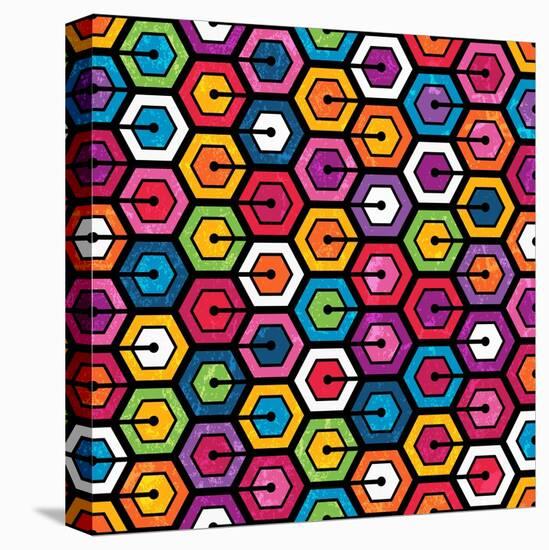 Colorful Geometric Pattern With Hexagons-evdakovka-Stretched Canvas