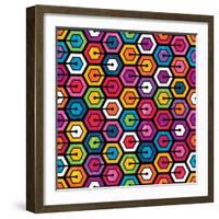 Colorful Geometric Pattern With Hexagons-evdakovka-Framed Art Print