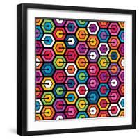 Colorful Geometric Pattern With Hexagons-evdakovka-Framed Art Print