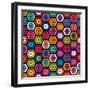 Colorful Geometric Pattern With Hexagons-evdakovka-Framed Art Print