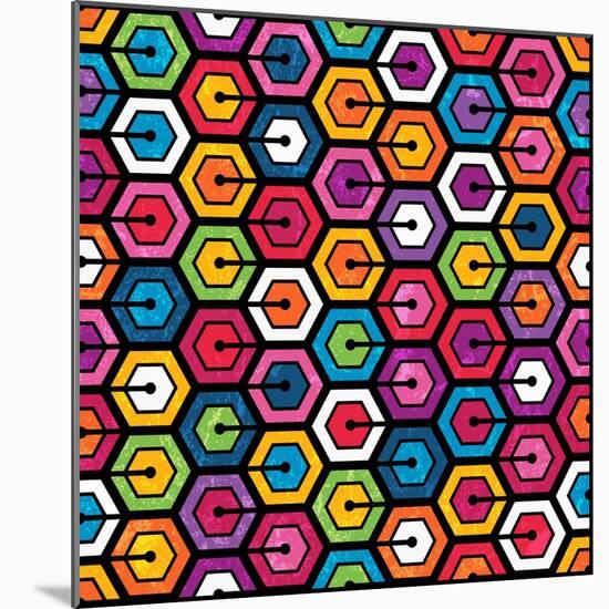 Colorful Geometric Pattern With Hexagons-evdakovka-Mounted Art Print