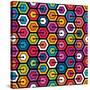 Colorful Geometric Pattern With Hexagons-evdakovka-Stretched Canvas