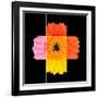 Colorful Gerbera Marigold Flower Mosaic Design-tr3gi-Framed Art Print