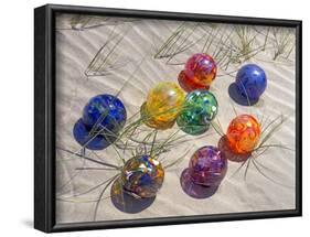 Colorful Glass Floats on Sand Dune, Oregon, USA-Jaynes Gallery-Framed Photographic Print