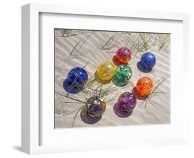 Colorful Glass Floats on Sand Dune, Oregon, USA-Jaynes Gallery-Framed Photographic Print