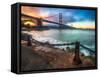 Colorful Golden Gate Bridge Sunset-Mike Wilson-Framed Stretched Canvas