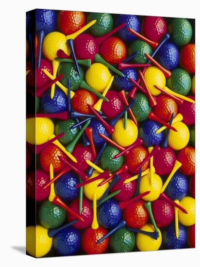 Colorful Golf Balls and Tees-David Carriere-Stretched Canvas