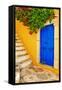 Colorful Greece Series -Symi Island Streets-Maugli-l-Framed Stretched Canvas