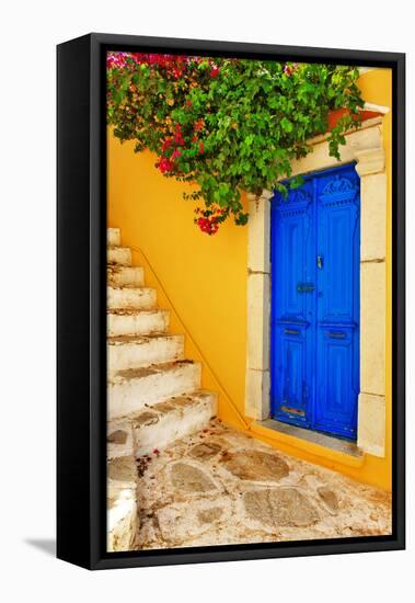 Colorful Greece Series -Symi Island Streets-Maugli-l-Framed Stretched Canvas