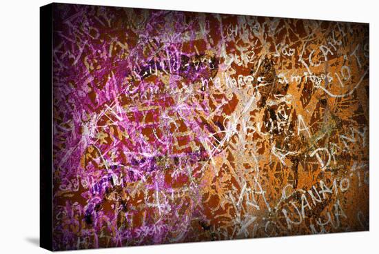 Colorful Grunge Background With Graffiti And Writings And A Slight Vignette-ccaetano-Stretched Canvas