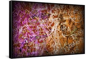 Colorful Grunge Background With Graffiti And Writings And A Slight Vignette-ccaetano-Framed Stretched Canvas