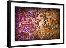 Colorful Grunge Background With Graffiti And Writings And A Slight Vignette-ccaetano-Framed Art Print