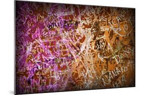 Colorful Grunge Background With Graffiti And Writings And A Slight Vignette-ccaetano-Mounted Art Print