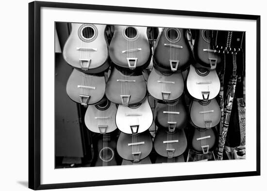 Colorful guitars at a market stall, Olvera Street, Downtown Los Angeles, Los Angeles, California...-null-Framed Photographic Print