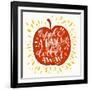 Colorful Hand Lettering Illustration of 'An Apple a Day Keeps the Doctor Away' Proverb. Motivationa-TashaNatasha-Framed Art Print