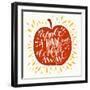 Colorful Hand Lettering Illustration of 'An Apple a Day Keeps the Doctor Away' Proverb. Motivationa-TashaNatasha-Framed Art Print