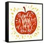 Colorful Hand Lettering Illustration of 'An Apple a Day Keeps the Doctor Away' Proverb. Motivationa-TashaNatasha-Framed Stretched Canvas