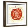 Colorful Hand Lettering Illustration of 'An Apple a Day Keeps the Doctor Away' Proverb. Motivationa-TashaNatasha-Framed Art Print