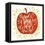 Colorful Hand Lettering Illustration of 'An Apple a Day Keeps the Doctor Away' Proverb. Motivationa-TashaNatasha-Framed Stretched Canvas