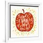 Colorful Hand Lettering Illustration of An Apple a Day Keeps the Doctor Away Proverb. Motivationa-TashaNatasha-Framed Art Print