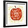 Colorful Hand Lettering Illustration of An Apple a Day Keeps the Doctor Away Proverb. Motivationa-TashaNatasha-Framed Art Print