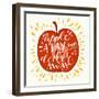 Colorful Hand Lettering Illustration of An Apple a Day Keeps the Doctor Away Proverb. Motivationa-TashaNatasha-Framed Art Print