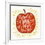 Colorful Hand Lettering Illustration of An Apple a Day Keeps the Doctor Away Proverb. Motivationa-TashaNatasha-Framed Art Print