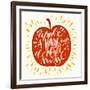 Colorful Hand Lettering Illustration of An Apple a Day Keeps the Doctor Away Proverb. Motivationa-TashaNatasha-Framed Art Print