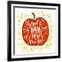 Colorful Hand Lettering Illustration of An Apple a Day Keeps the Doctor Away Proverb. Motivationa-TashaNatasha-Framed Art Print