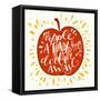 Colorful Hand Lettering Illustration of An Apple a Day Keeps the Doctor Away Proverb. Motivationa-TashaNatasha-Framed Stretched Canvas