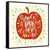 Colorful Hand Lettering Illustration of An Apple a Day Keeps the Doctor Away Proverb. Motivationa-TashaNatasha-Framed Stretched Canvas