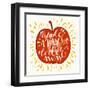 Colorful Hand Lettering Illustration of An Apple a Day Keeps the Doctor Away Proverb. Motivationa-TashaNatasha-Framed Art Print